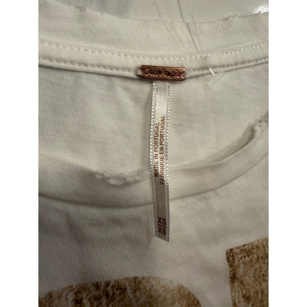 Women’s Free People Free to Roam White TShirt Sequined Sleeves XS - Picture 3 of 3